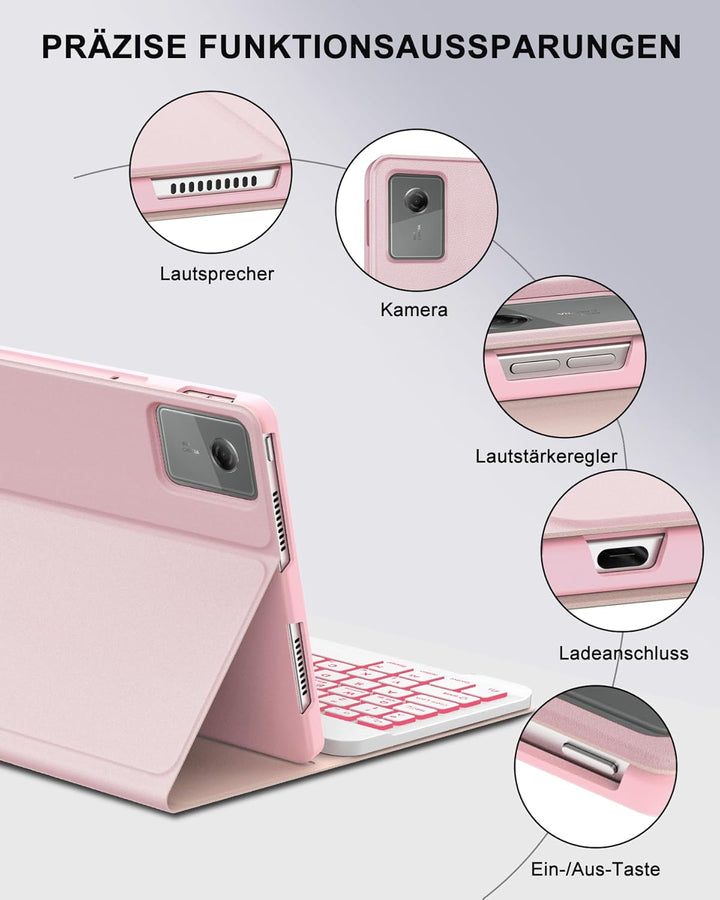 Beleuchtete Tastatur Hülle für Lenovo Idea Tab 11" (2025), 7-Farben-Hintergrundlicht Bluetooth Keybo