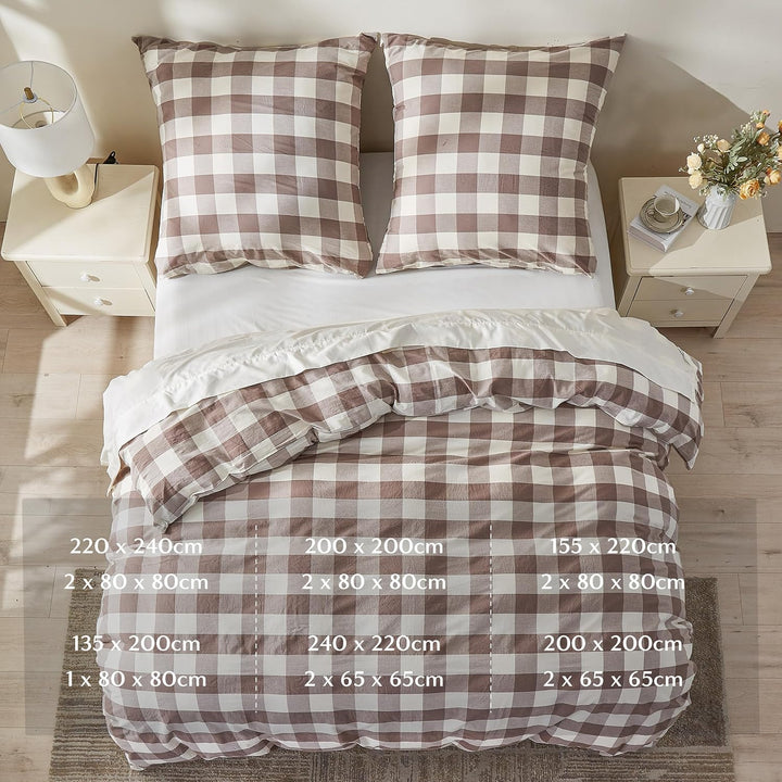 Simple&Opulence Karierter Bettbezug, 100% Gewaschene Baumwolle, Leichter, Karierter Bettbezug, Bettb
