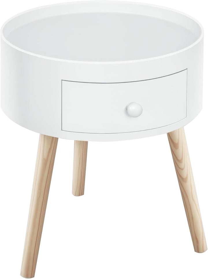 HOMCOM Couchtisch, Beistelltisch mit Schublade, Runder Kaffeetisch, Sofatisch für Wohnzimmer, Schlaf