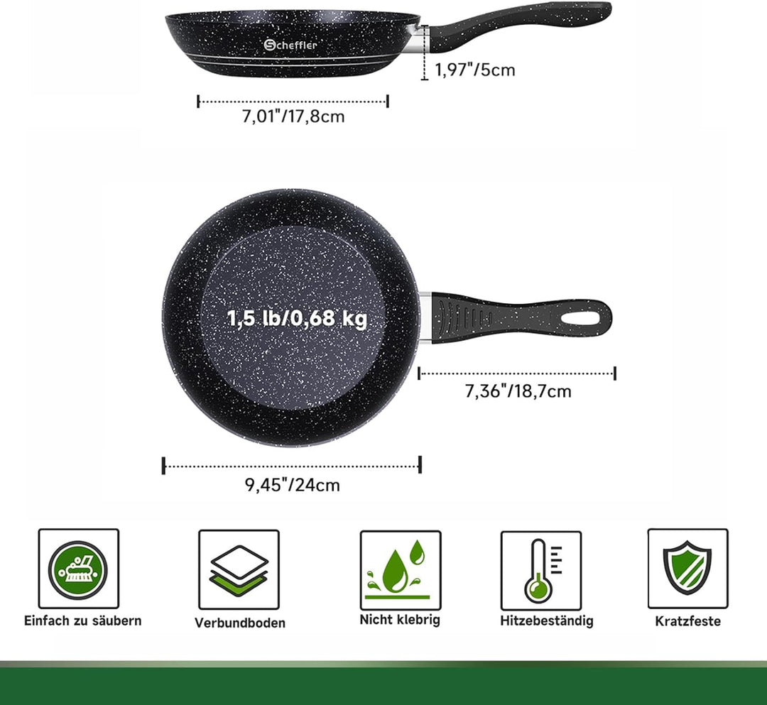 Scheffler Bratpfanne 24cm, Induktionsgeeignet, Mit Antihaft-Beschichtung, Für Alle Herdarten, 24cm