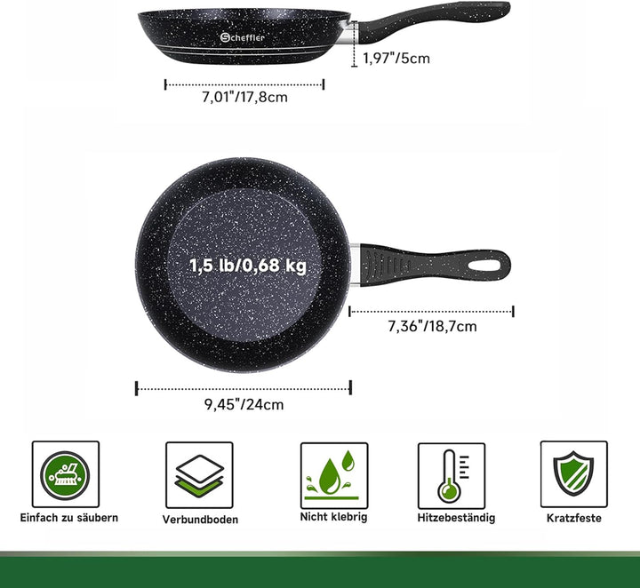 Scheffler Bratpfanne 24cm, Induktionsgeeignet, Mit Antihaft-Beschichtung, Für Alle Herdarten, 24cm