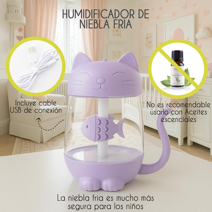 Mini-Luftbefeuchter für Kinder, 350 ml, mit LED-USB-Licht und Mini-Ventilator, leiser kalter Nebel f