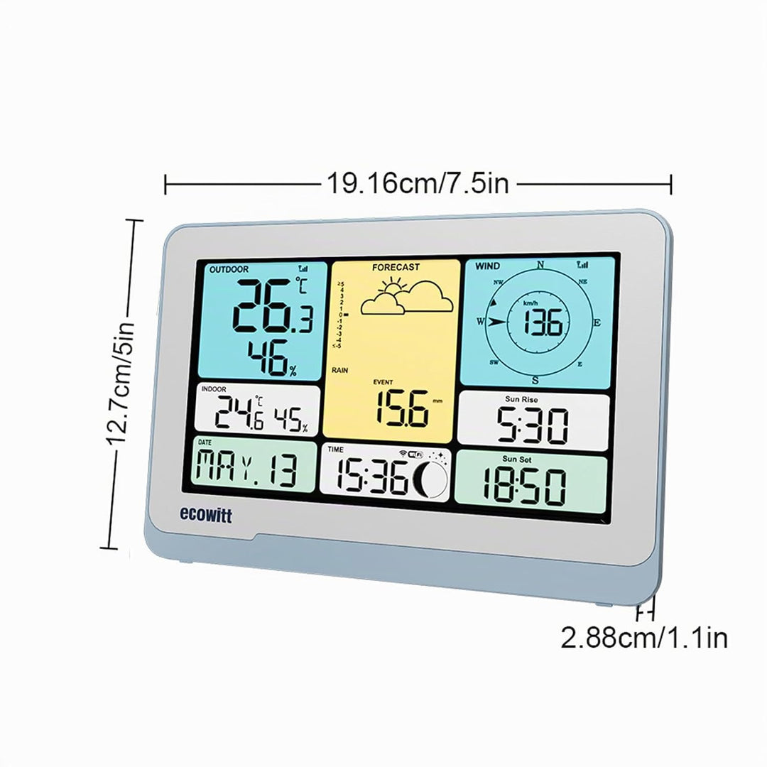 ECOWITT Konsole WS3820_C für Wetterstationen, 7,5 Zoll drahtloses Farb-LCD-Display für Zuhause, Eing
