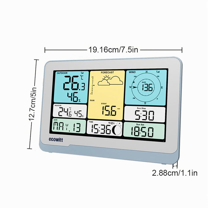 ECOWITT Konsole WS3820_C für Wetterstationen, 7,5 Zoll drahtloses Farb-LCD-Display für Zuhause, Eing