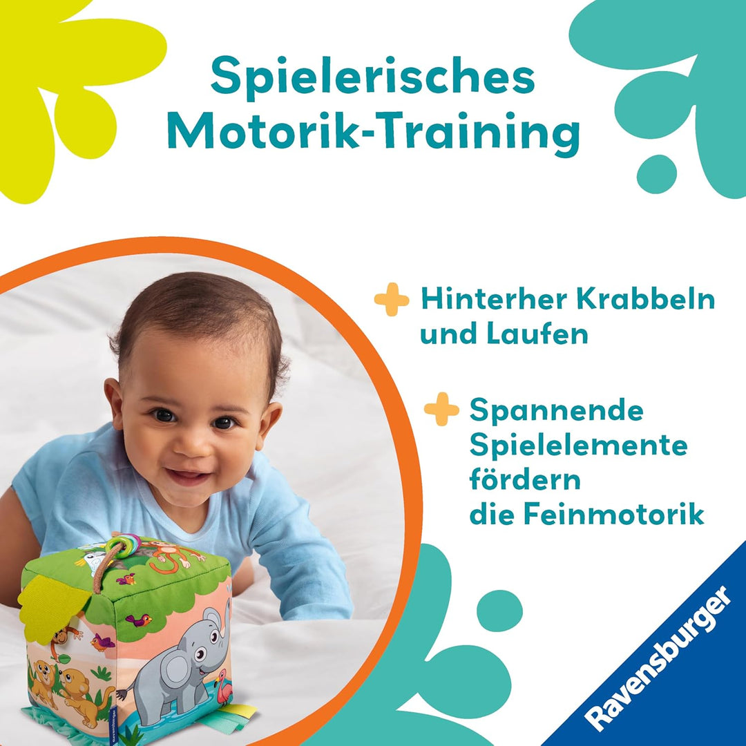 Ravensburger 4859 Play+ Motorik-Musik-Spiel-Würfel: Wilde Tiere, elektronisches Spielzeug, 3 Spielmo