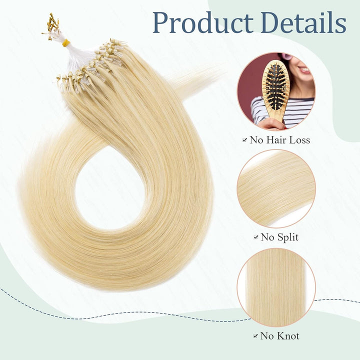 Echthaar Extensions Microring Extensions Echthaar 0,5g/Strähne 100 Strähnen/Packung Weich Haarverlän