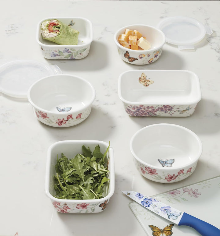 Lenox Butterfly Meadow Serve and Store 6.25" Bowl, White - 824646 Container, Round 6.25", Container,