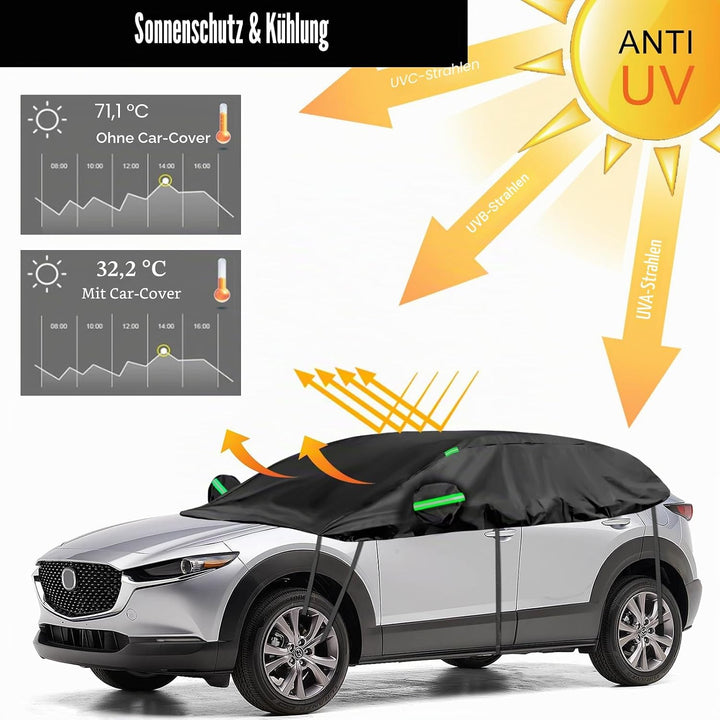 Auto Schwarzes Halbgarage für Mazda CX-30 2019-2024, SWB Soft Windschutzscheibe Abdeckung Hälfte Aut