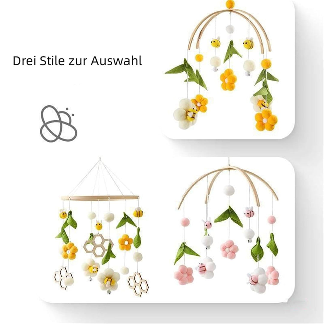 Herfair Mobile Baby Windspiele mit Filzbällen - Frische Blumen und Bienen, Kinderzimmer Hängende Bet