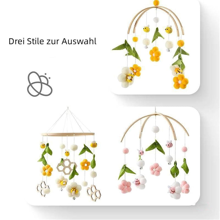 Herfair Mobile Baby Windspiele mit Filzbällen - Frische Blumen und Bienen, Kinderzimmer Hängende Bet