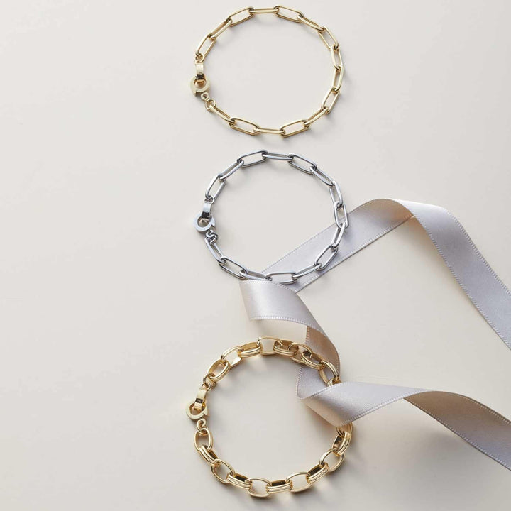 Leonardo gold Estrella Clip&Mix Armband aus Edelstahl 1 Stück, goldfarbenes Armband aus ovalen Glied