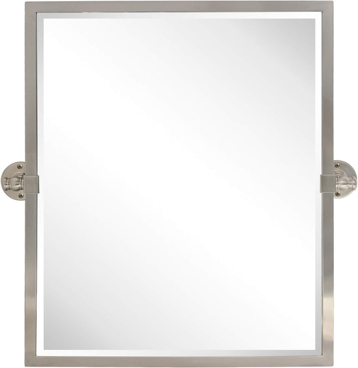 58 x 61 cm gebürstetes Nickel-Metallrahmen, schwenkbarer rechteckiger Badezimmerspiegel aus Edelstah