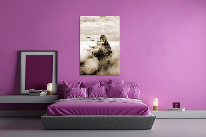 deyoli gewaltige Kampfjets im Einsatz Format: 80x60 Effekt: Sepia als Leinwandbild, Motiv fertig ger