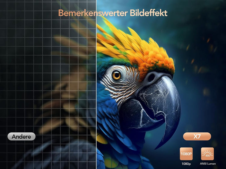 Beamer 4K Unterstützung【Netflix & Autofokus/Trapezkorrektur】 Full HD 1080P Beamer Heimkino WiFi6 Blu