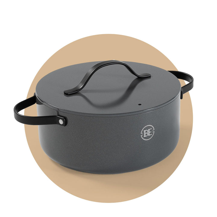 Be Living Essential Kochtopf mit Deckel Ø 24 cm (4 L) Induktion Schmortopf, Non Stick Keramik Antiha