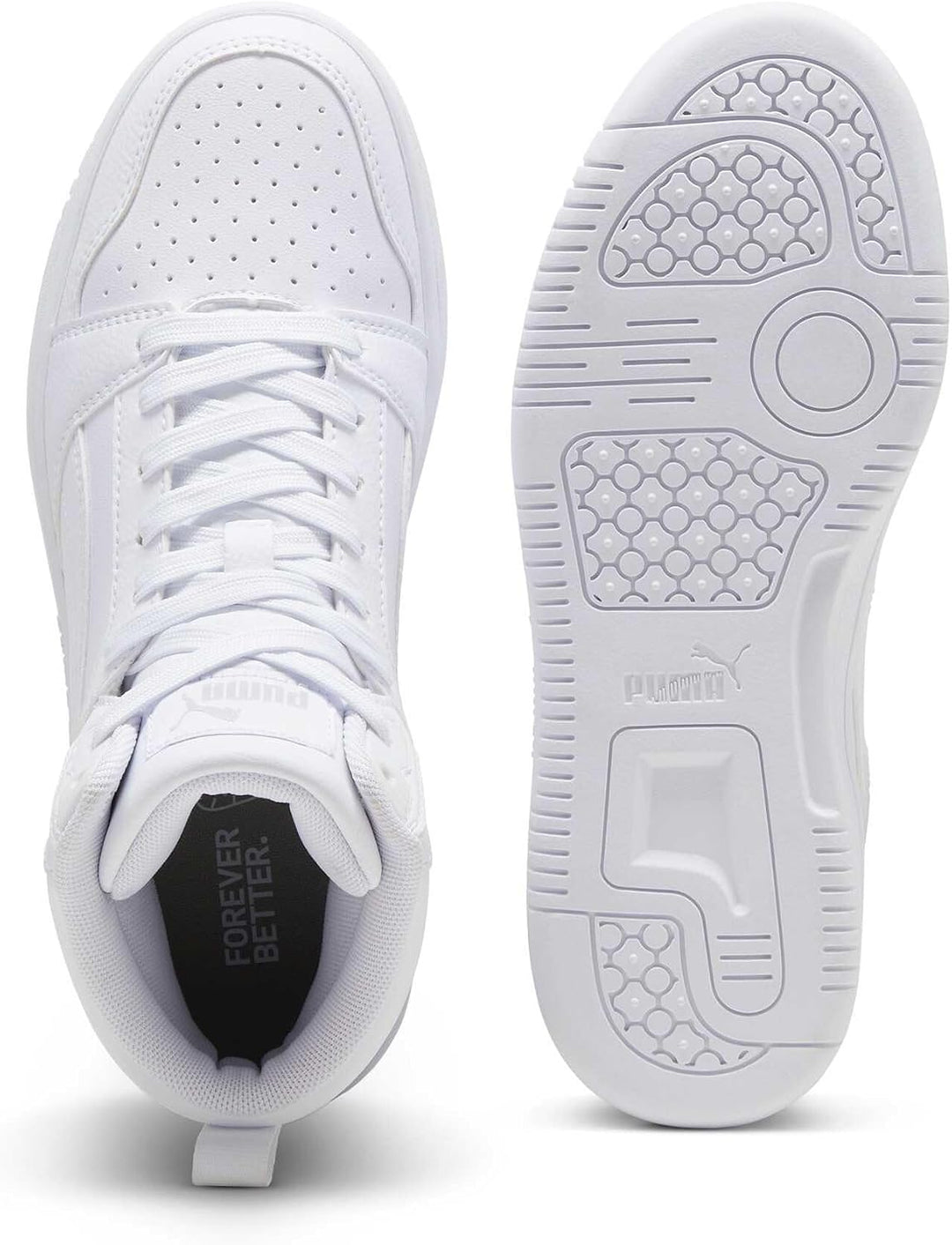 PUMA Unisex Kinder Rebound V6 Mid Jr Sneaker 40 EU Puma White Cool Light Gray, 40 EU Puma White Cool