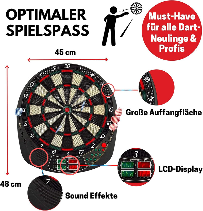 Best Sporting Dartscheibe elektronisch Coventry | Dartautomat mit 12 Dartpfeilen, Ersatzspitzen und