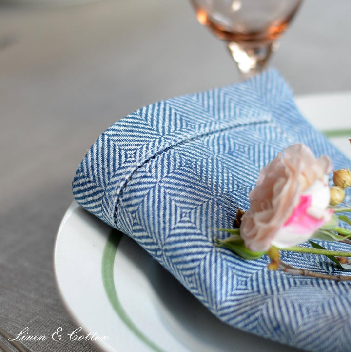 Linen & Cotton Qualität 4 x Stoffservietten Servietten Stoff Leinenservietten Scandi mit Hohlsaum -