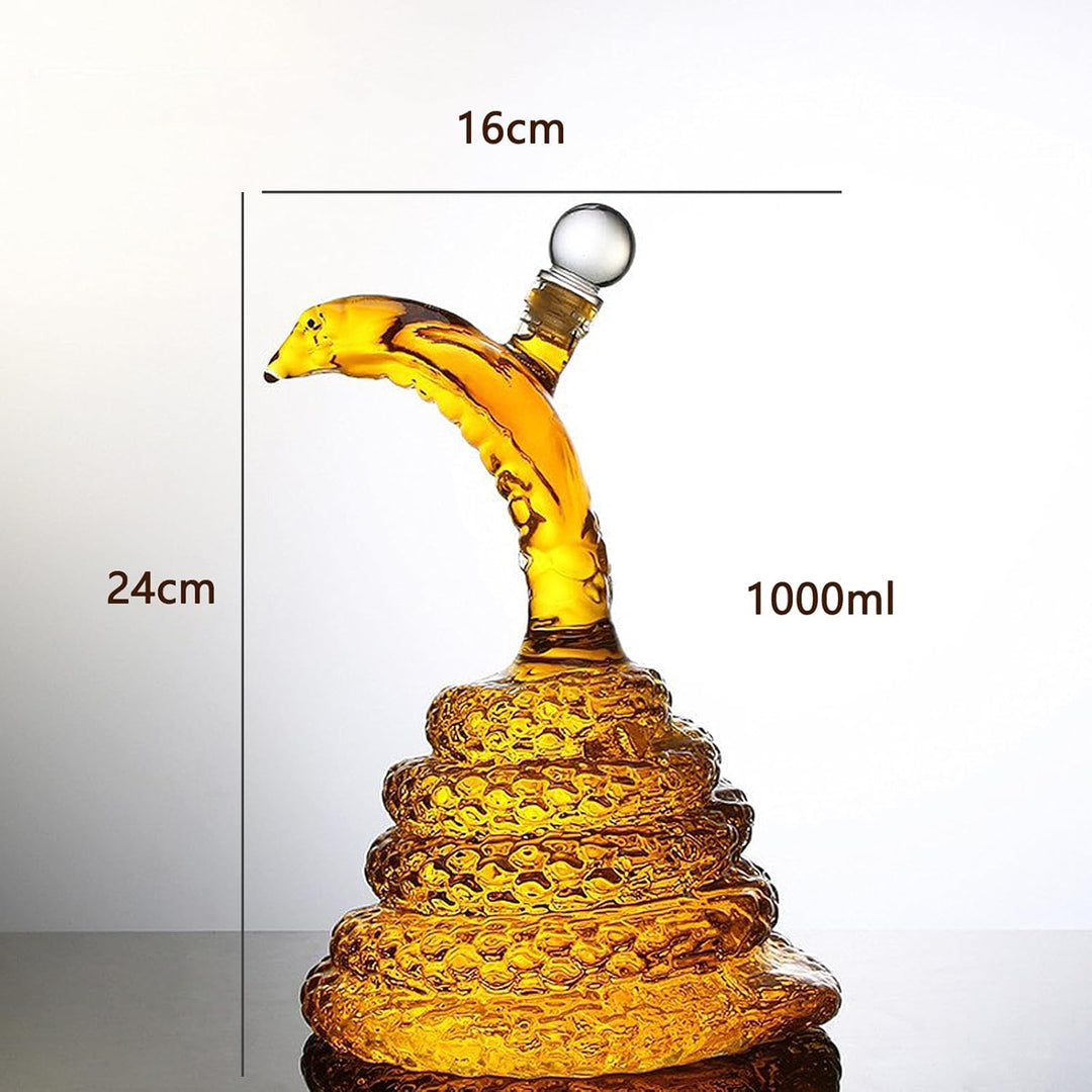 Snake Wine Decanter, King Cobra Snakes Liquor Decanters, 1000ml Whiskey Wine Aerator, Coiled Snake R
