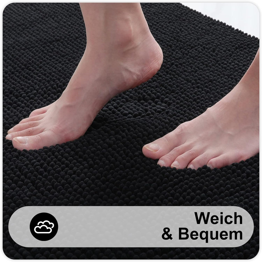 Homaxy Chenille Badezimmerteppich Set 2 teilig rutschfeste Badematte Set Weich Saugfähige Badteppich