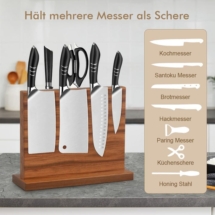 Messerblock Magnetisch Holz, Doppelseitiger Messerhalter Magnetisch Magnet Messerhalter Ohne Messer