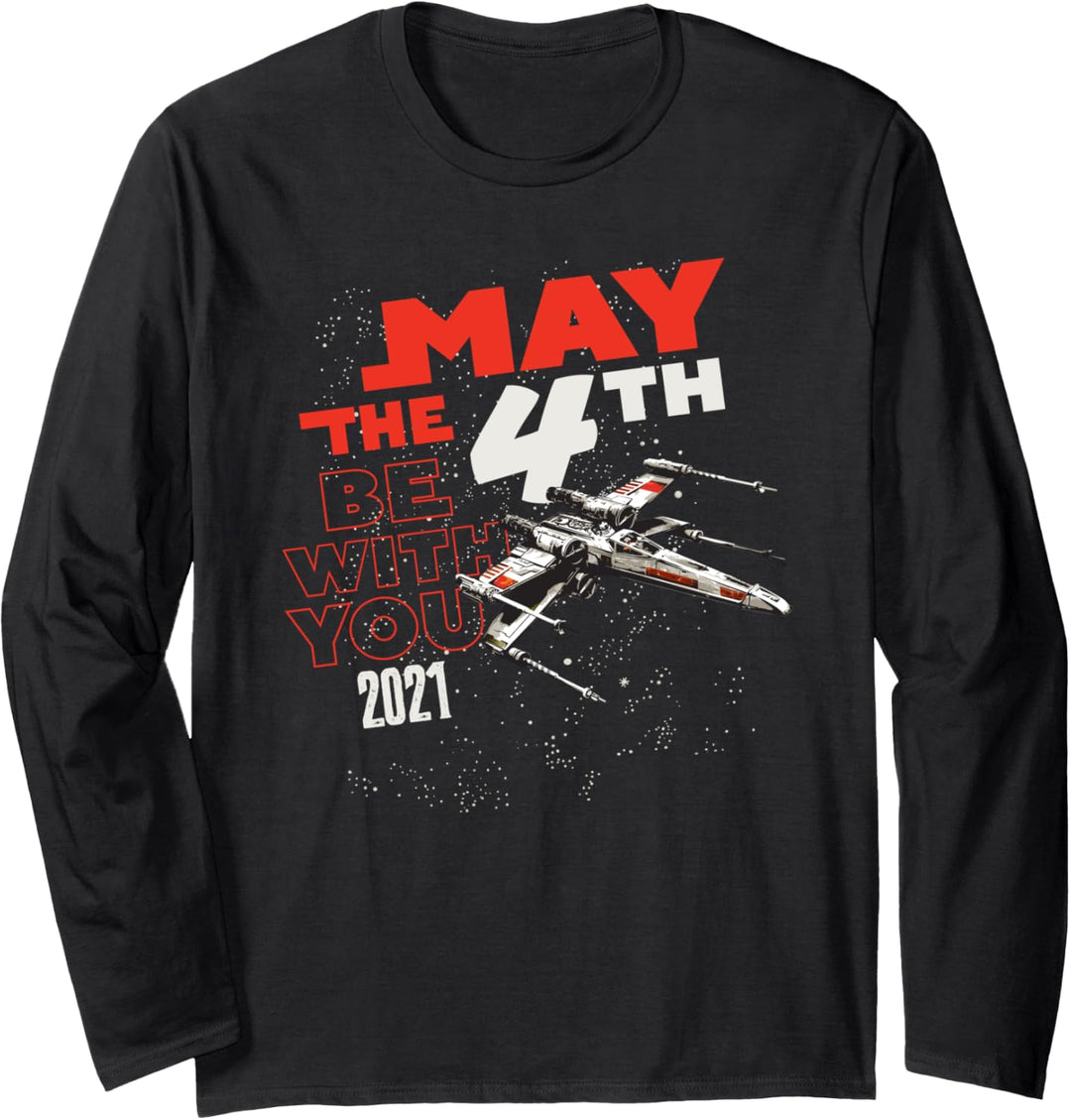 Star Wars May The 4th Be With You X-Wing Starfighter 2021 Langarmshirt