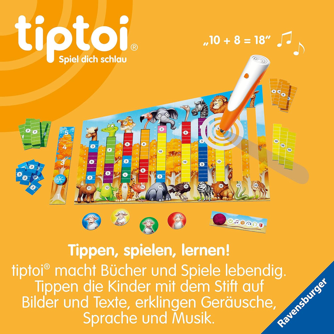 Ravensburger tiptoi Spiel 00104 - Der verrückte Rechen-Zoo - Lernspiel ab 4 Jahren, lehrreiches Zahl