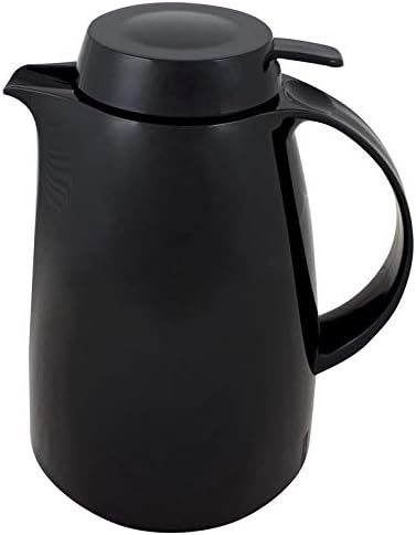 Helios Servitherm Thermoskanne Schwarz 1,0L – 6h Heiss - Hält Getränke heiss & kalt – Einhandbedienu
