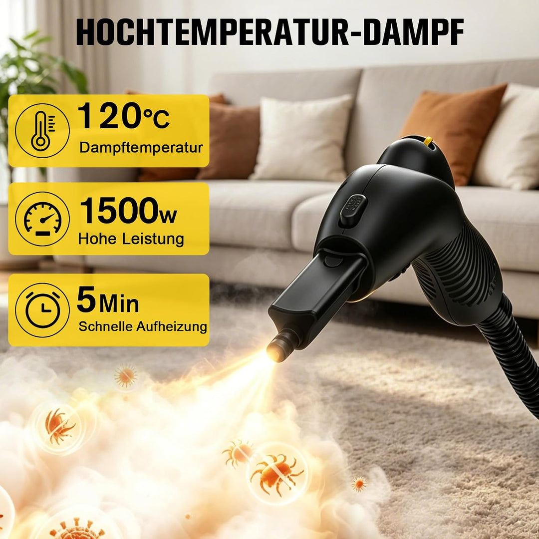 Waitbird Hand-Dampfreiniger für Zuhause, 4,5 Bar, 120 °C Heissdampf, 1500W | 21 Zubehörteile | Chemi