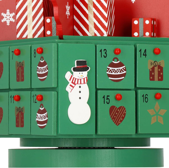 SPRINGOS Adventskalender zum Befüllen aus Holz Weihnachtsbaum mit 24 Schubladen