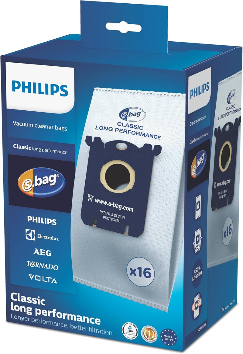 Philips FC8021/05 Staubsaugerbeutel original S-Bag 16 Stück, 16 Stück