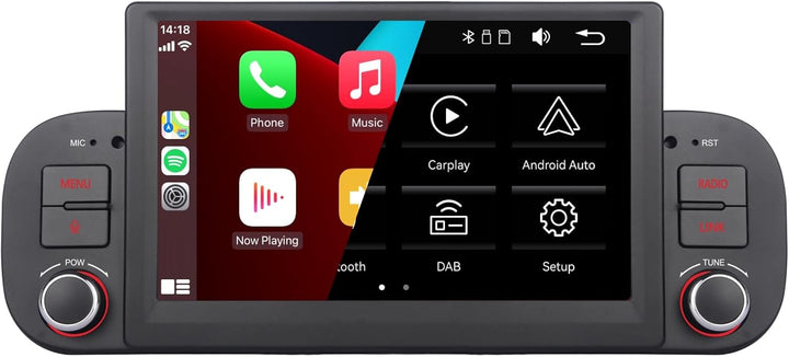 YZKONG Autoradio für FIAT Panda 2013-2020 Wireless Radio Apple CarPlay Android Auto Bluetooth 7 Zoll