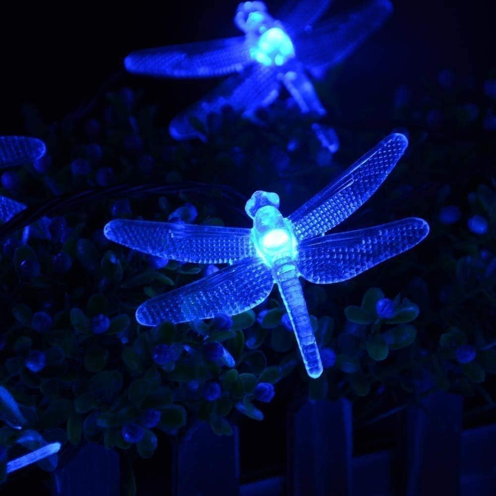 KEEDA 20 LED Solar Libellen Lichterkette - Wasserdicht, 8 Modi - Aussen 16ft Solarleuchten für Garte