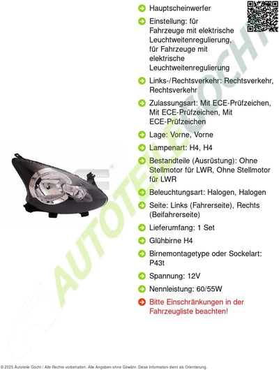 DAPA GmbH & Co. KG 200762052 Scheinwerfer Links