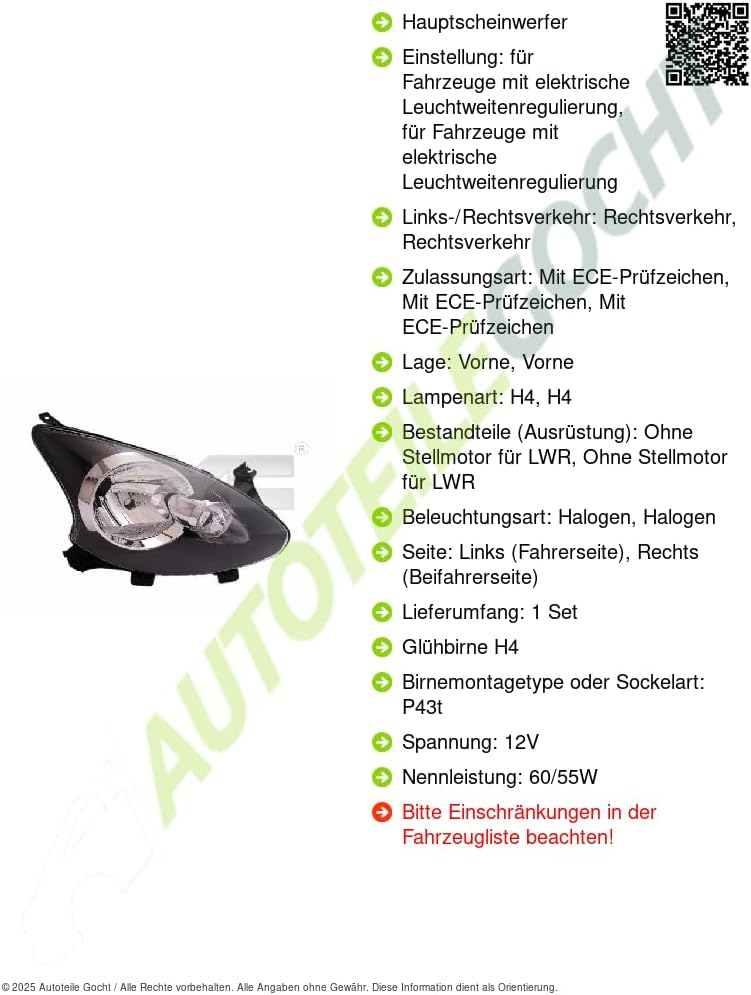 DAPA GmbH & Co. KG 200762052 Scheinwerfer Links