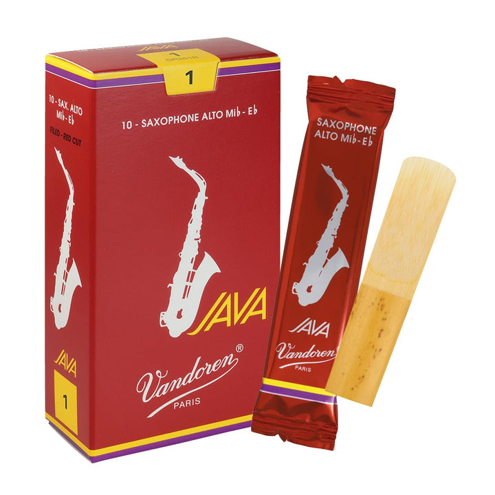 Vandoren SR261R Java "Filed – Red" Cut Alt Saxophon Blätter - 10 Einheiten Stärke 1, Stärke 1