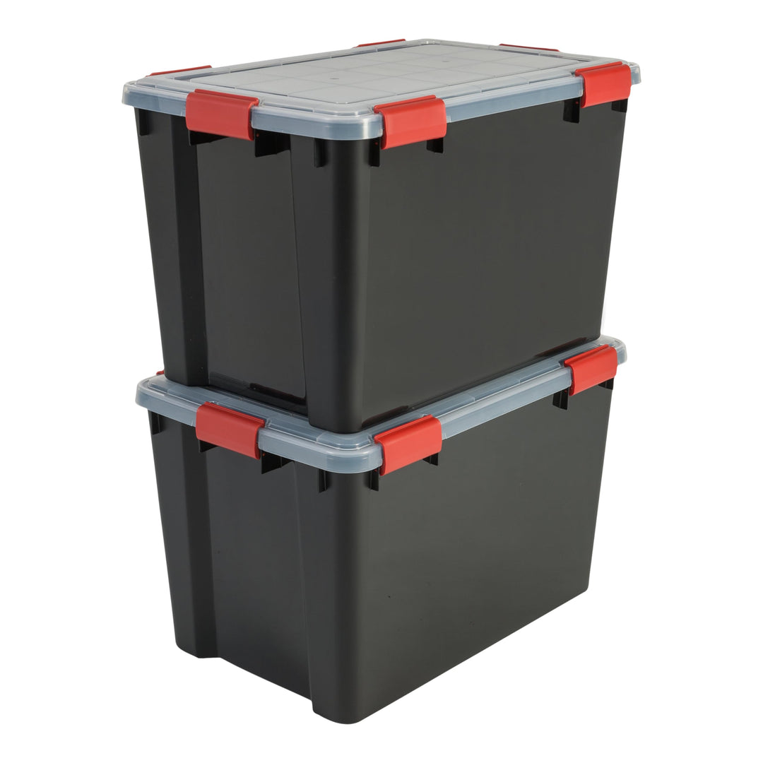 Iris Ohyama Luftdichte Kunststoff-Aufbewahrungsboxen mit Deckel, 70L, 2er-Set, Schwarz, Hermetischer