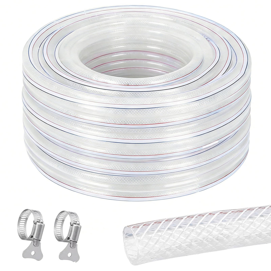 Geflochtener PVC Gewebeschlauch 25x32mm 6 Meter, Transparent Verstärkter Hochdruck Schlauch, Flexibe