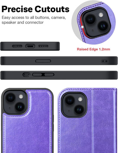 OCASE Hülle iPhone 14 [Abnehmbare magnetische Hülle] [Kabelloses Laden] [Displayschutz] [Kartenfach]