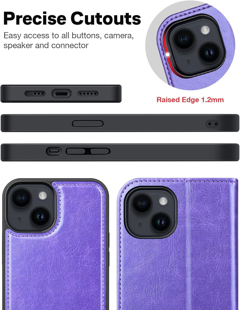 OCASE Hülle iPhone 14 [Abnehmbare magnetische Hülle] [Kabelloses Laden] [Displayschutz] [Kartenfach]