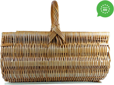 Weidenkorb Holzkorb Kaminkorb aus Naturweide - mit Jute vernäht (L) 60 x (B) 48 x (H) 35/48 cm