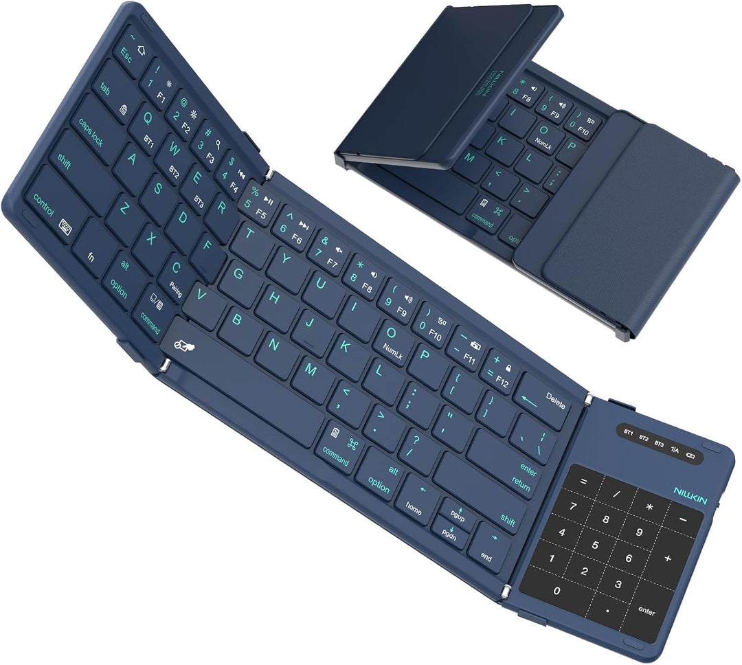 Nillkin Faltbare Bluetooth Tastatur mit Touchpad, kabellose Wiederaufladbare Klapptastatur mit Ziffe