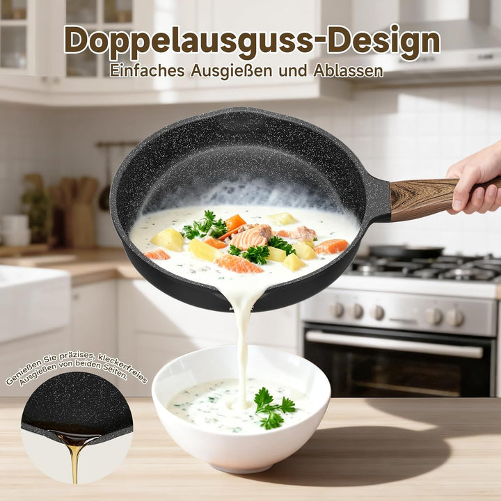 HOMELUX Topfset Induktion,8-TLG Topf und Pfannenset mit Deckel Antihaftbeschichtung,Pfanne 24/28cm,M