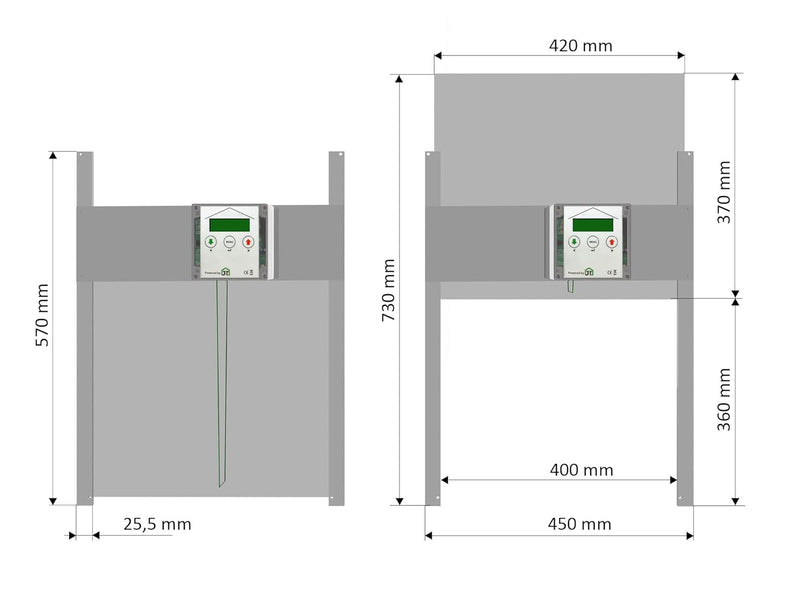 JOSTechnik automatische Hühnerklappe HK2-RB Rahmengerät mit BIO-Klappe 420x370 mm Rahmengerät BIO 42