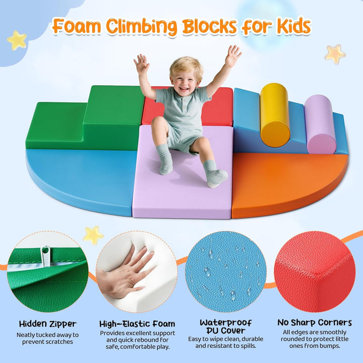 Baby-Schaumstoffbausteine, Softplay-Set für Kleinkinder von 1–3 Jahren, Baby-Kletterturm mit Rutsche