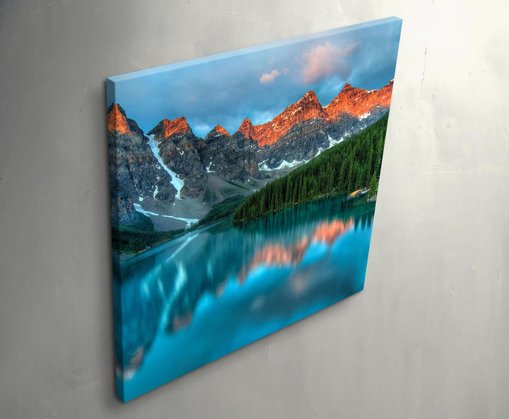 Paul Sinus Art Leinwandbilder | Bilder Leinwand 90x90cm Moraine See im Banff-Nationalpark – Kanada,