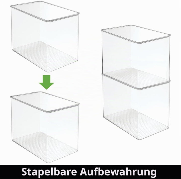 mDesign stapelbare Aufbewahrungsbox aus Kunststoff – Regalbox mit Klappdeckel für Stifte, Basteluten
