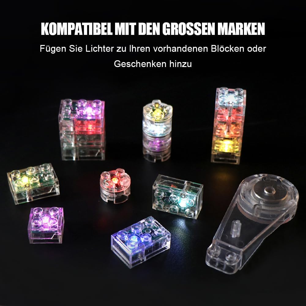 Joycabin 15 Stück Leuchtende Bausteine, 2x2 LED Leuchtsteine, Transparent Runde Bausteine Lampe, Bau