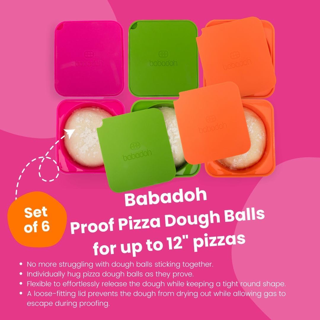 babadoh Pizza Making Accessories | Pizzateiggärbehälter mit Deckel | 6er Set | Die perfekte Pizza |