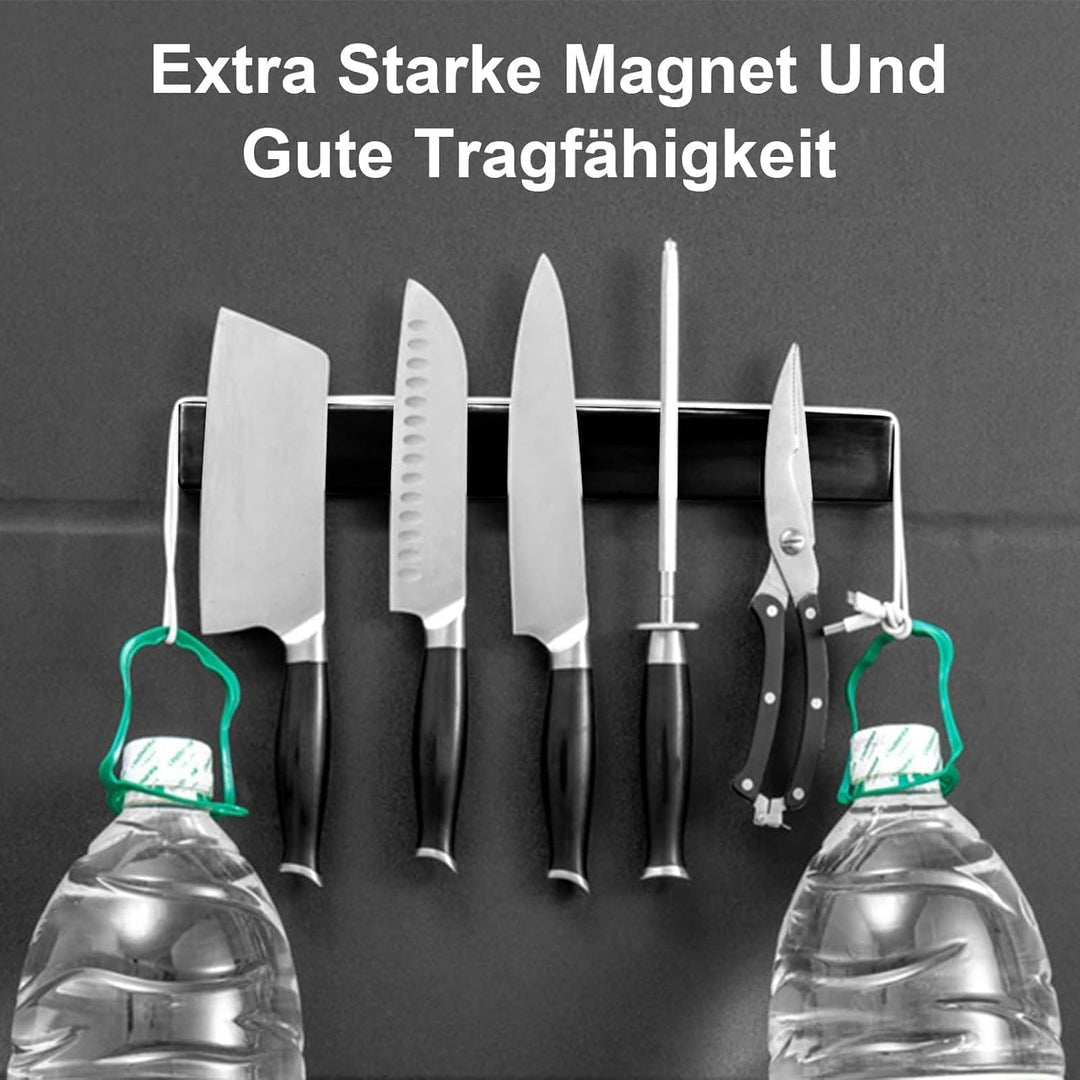 [Verbesserte 60cm]Trhillsbrad Magnetleiste Messer, 60cm Messerhalter Magnetisch mit 3 Haken Edelstah